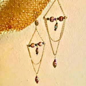 Hand made gold chain earrings by Verokimart